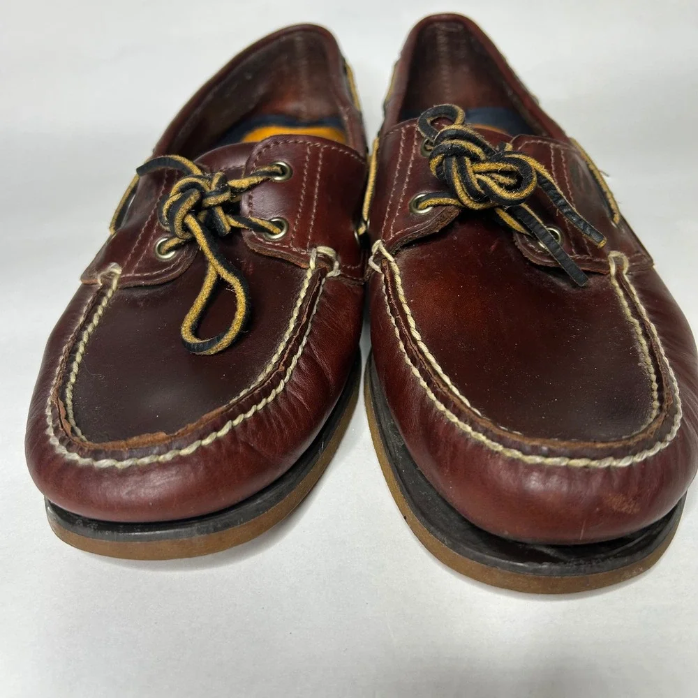 Timberland Leather Boat Shoes/size‎ 11-Burgundy Brown Preppy Mens  Classic 2 eye